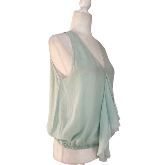 Wera Stockholm Sleeveless Silk Ruffle V Neck Tank Blouse - Picture 2 of 9